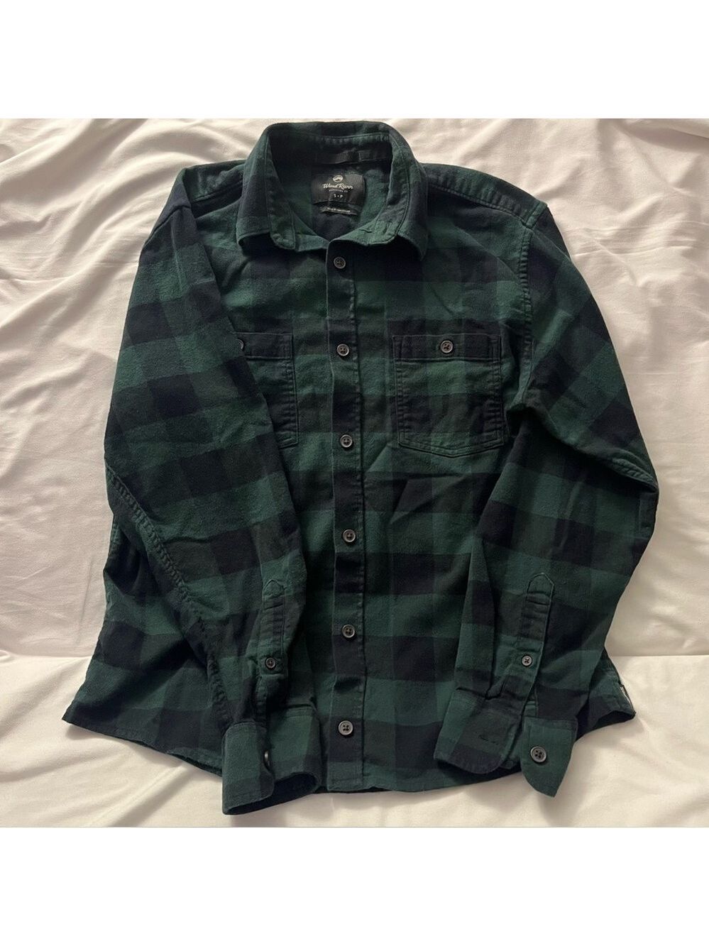 Wind River Flannel Shirt Buffalo Plaid Green & Black Men's S
